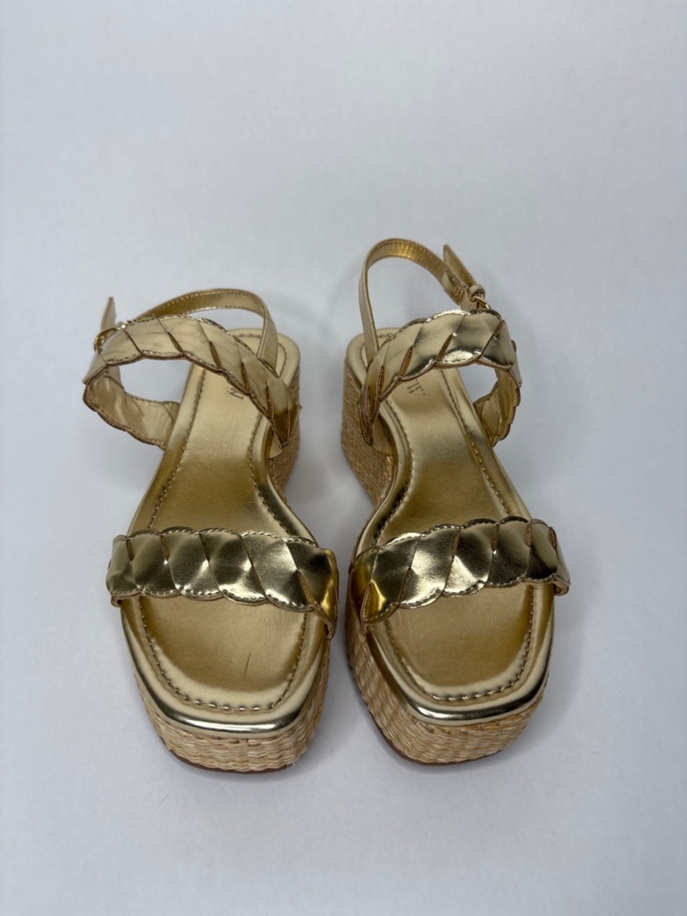 J. Crew Metallic Gold Braided Espadrille Platform Sandals